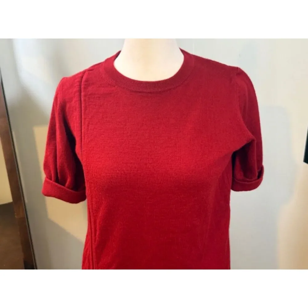 Love Moschino Red Knit Sweater Dress Short Sleeve Ruched Hem Approx Small Party - Picture 2 of 7